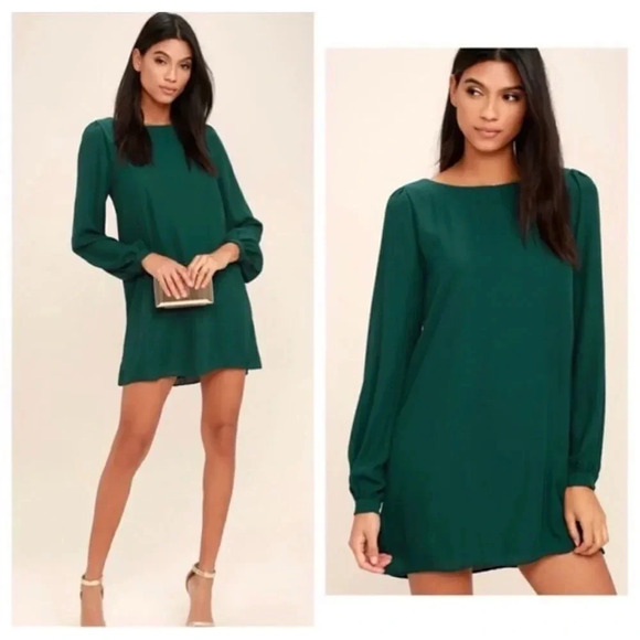 Lulus Status Update Forest Green Shift Dress  Size S - Picture 5 of 11